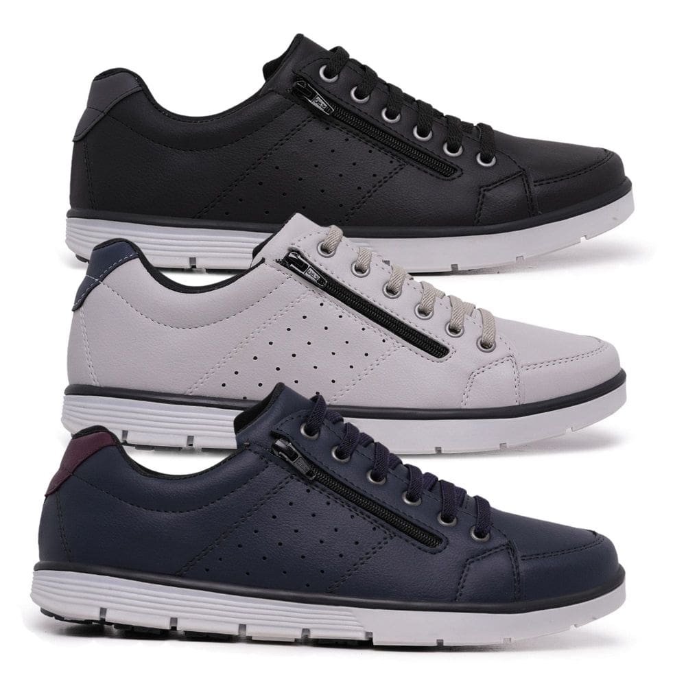 Kit 3 Sapatênis Casual Masculino Zíper Lateral e Elástico