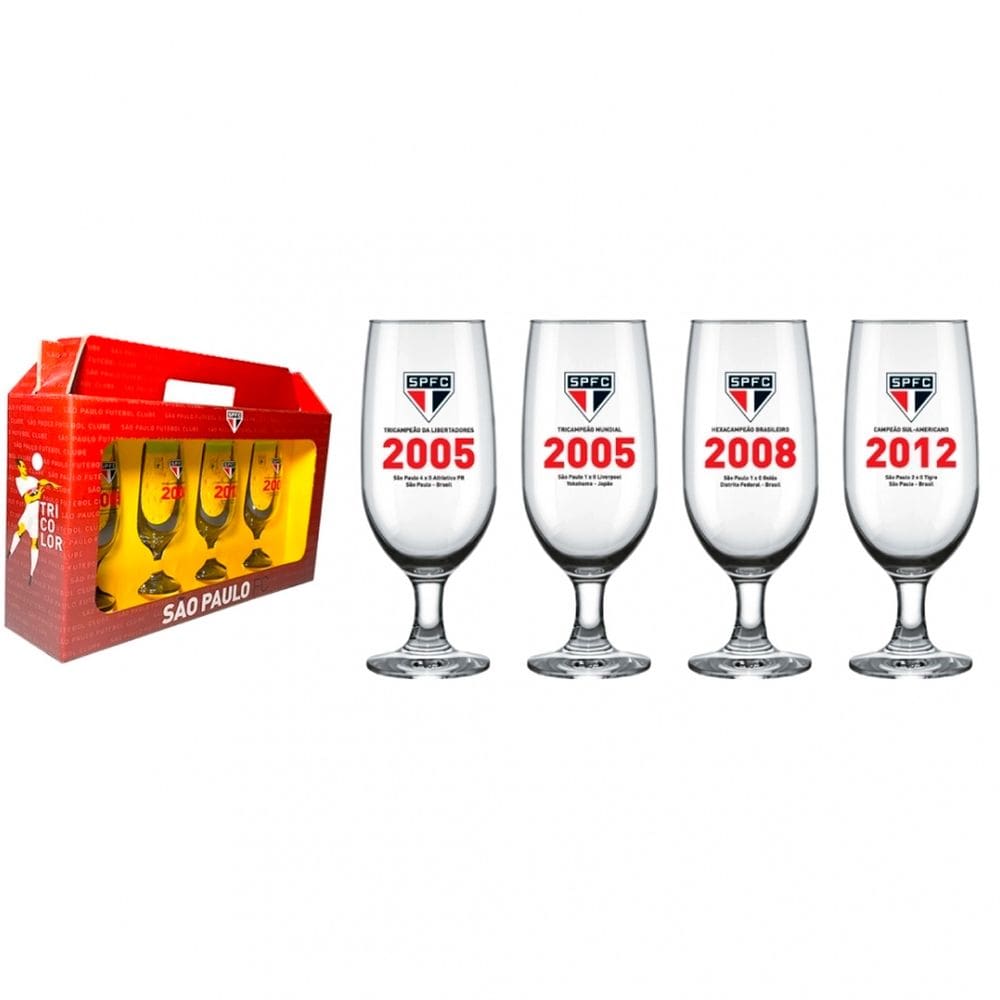 Jogo 4 Taças Floripa Times de Futebol Festas Restaurantes 300ml Nadir