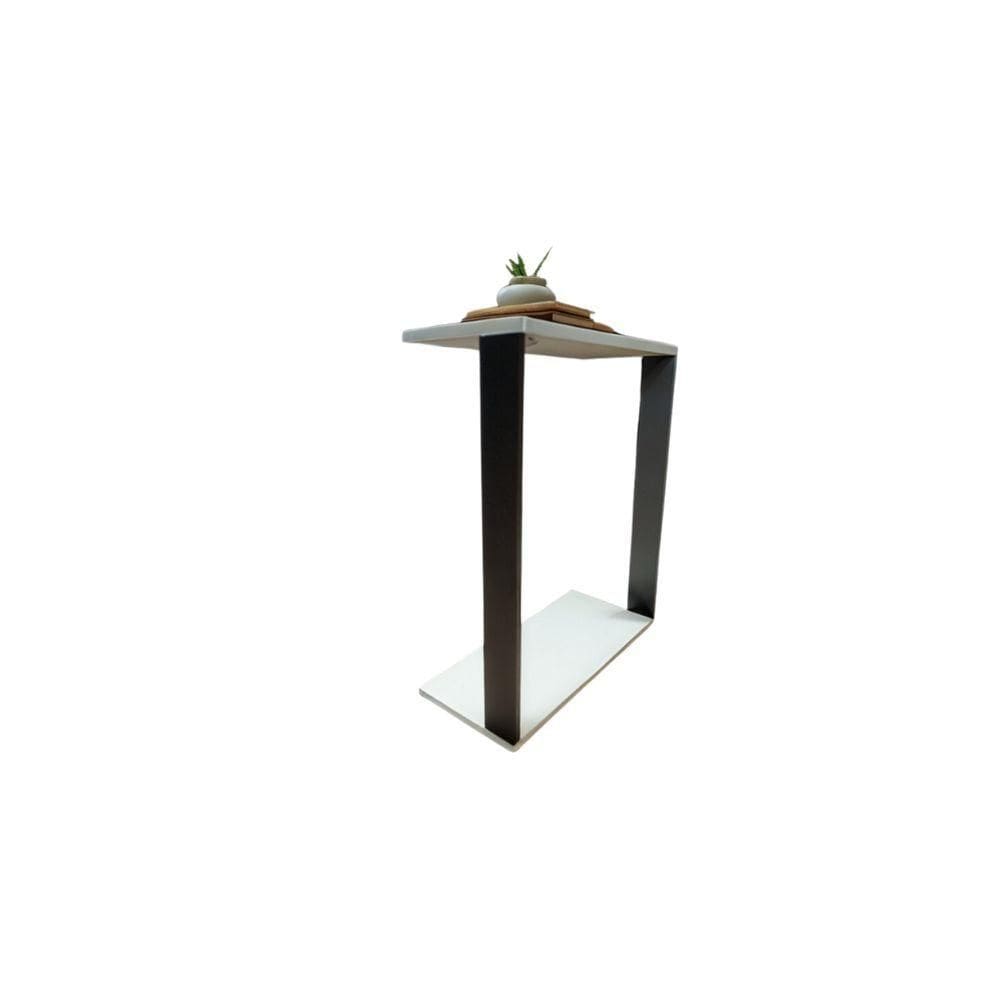 Mesinha Lateral Para Sofá Estilo Industrial 100% MDF Mesa Apoio Mesa Auxiliar Sofá Preto Com Branco