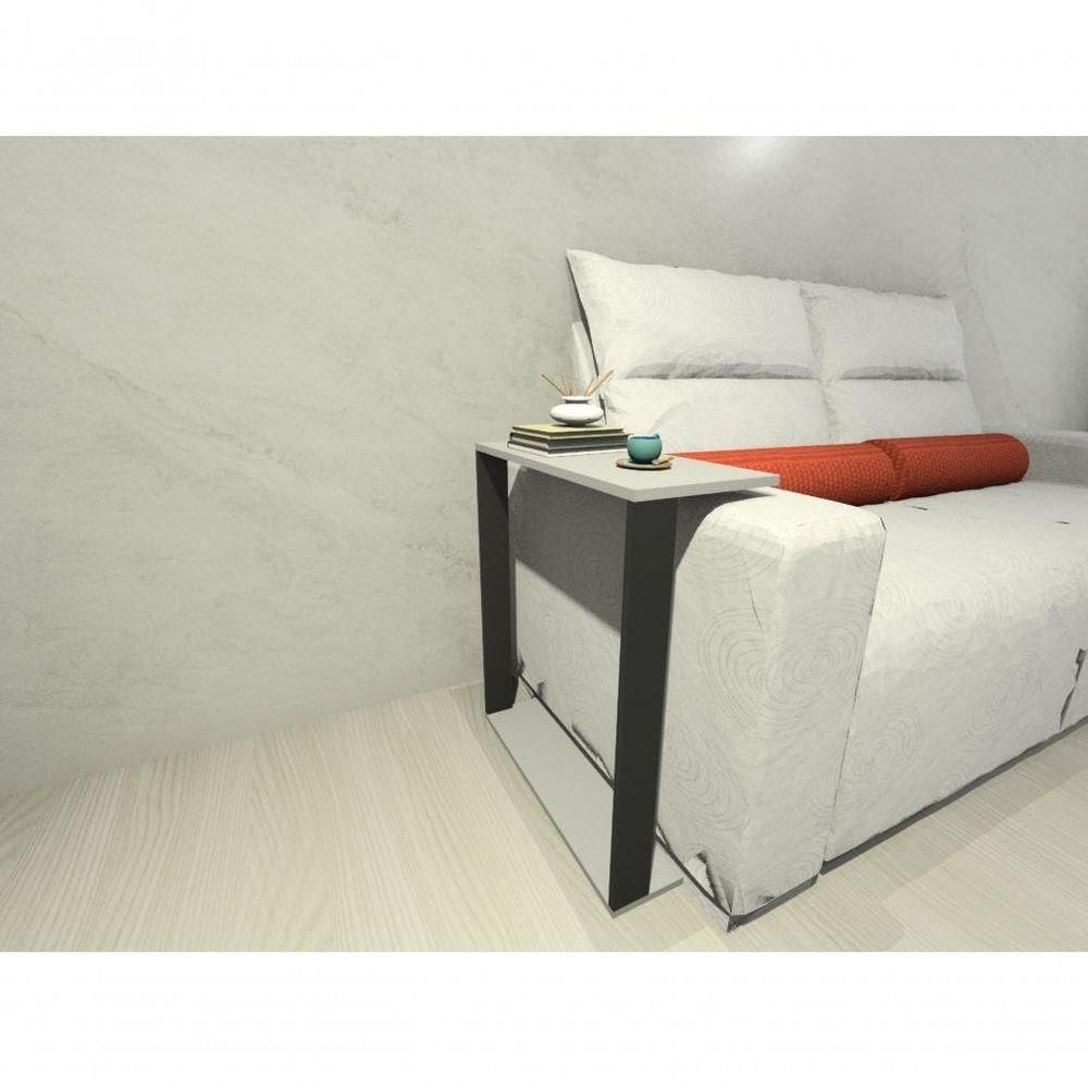 Mesinha Lateral Para Sofá Estilo Industrial 100% MDF Mesa Apoio, Mesa Auxiliar Sofá Preto Com Cinza