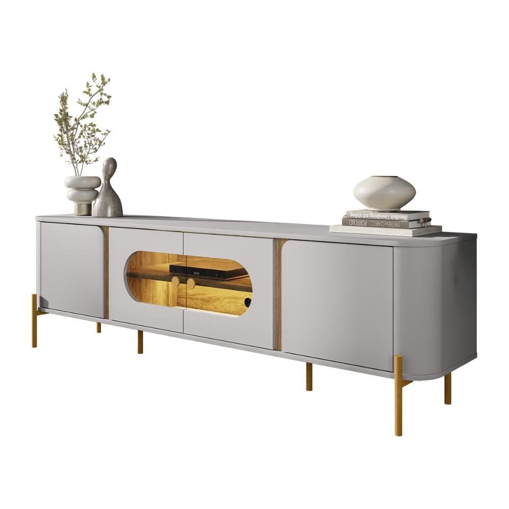 Rack Juquehy TV 75 Polegadas com 4 Portas e Pés Em Aço