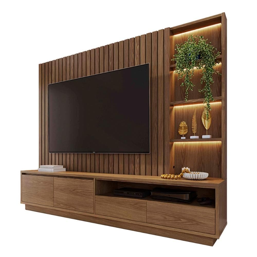 Home Estante Rack Cancun Para TV até 82 Polegadas com LED
