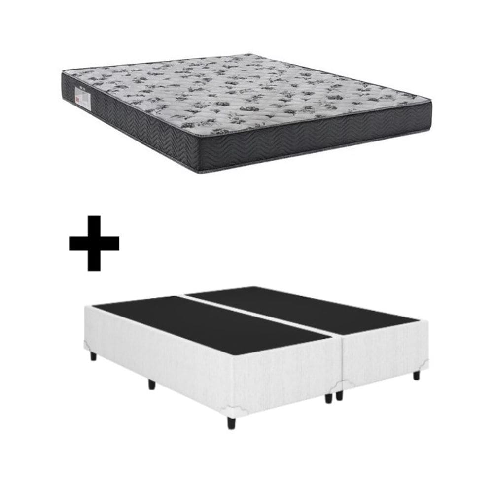 Cama Base Box Casal Bipartido Branco Colchão ISO 100 D33 - Ortobom