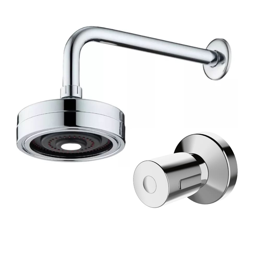 Kit Ducha Slim Piscina Parede Cromado+Acabamento Registro ABS