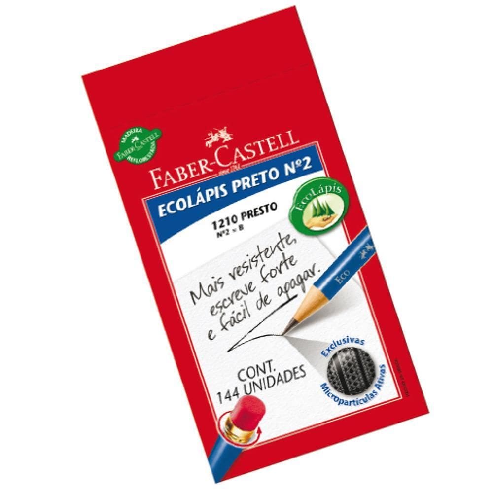Lápis Preto Redondo c/Borracha 144 unid - Faber-Castell