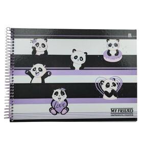 Caderno Espiral Cartografia e Desenho Capa Dura Ursinho Panda My Friend 60 Folhas Animativa