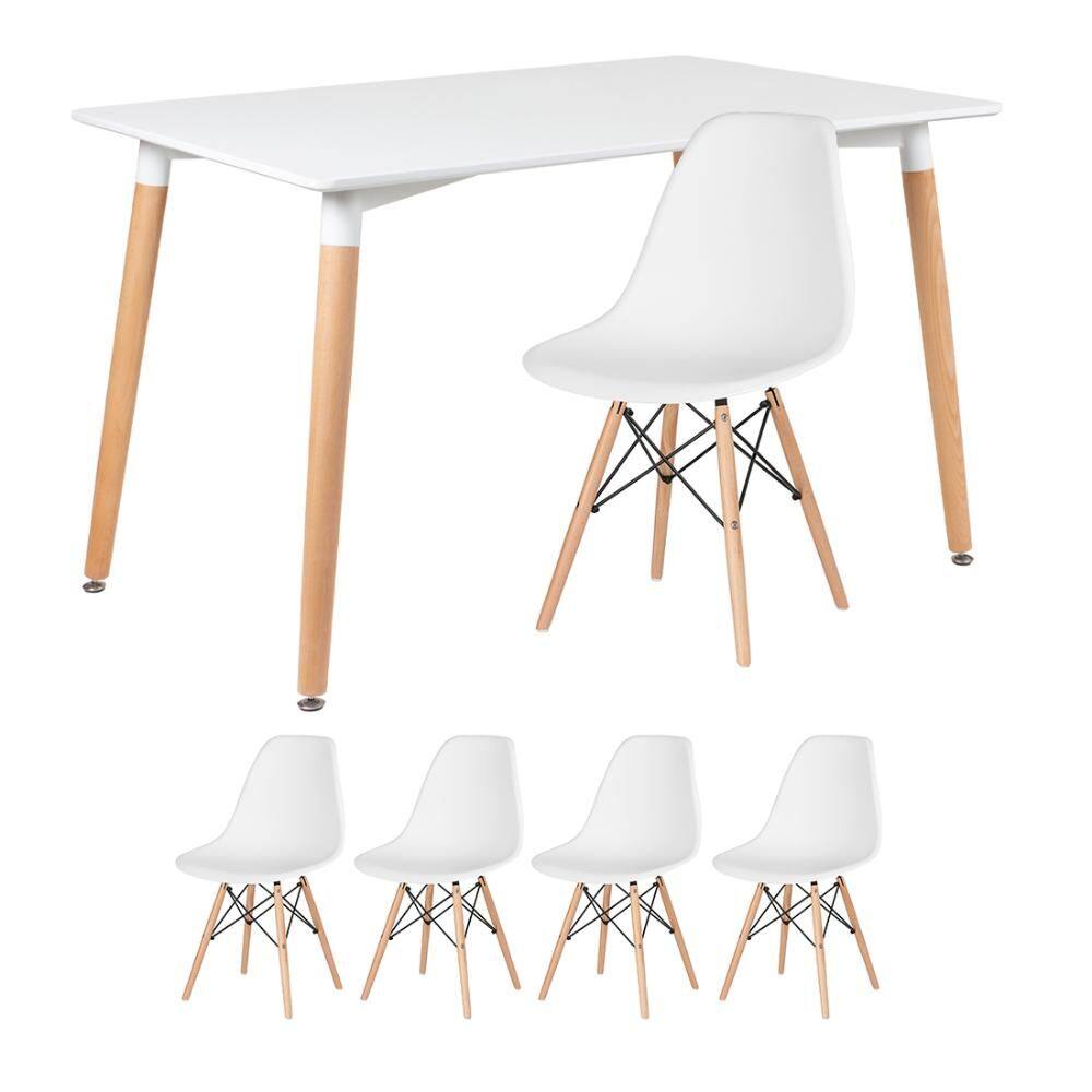 KIT - Mesa retangular Eames 80 x 120 cm + 4 cadeiras DSW