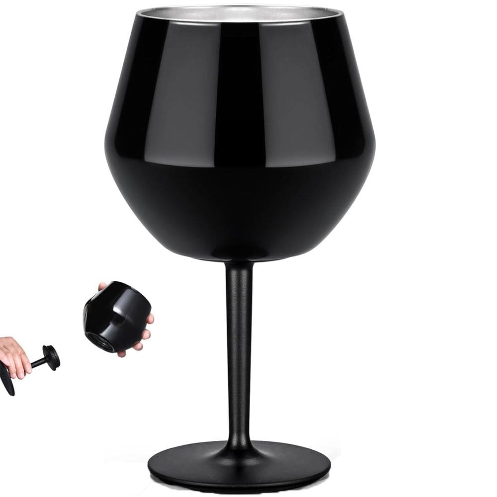 Taça Copo Termico 2 em 1 Inox Drink Vinho Cocktail Bebida Gelada Praia Piscina Lazer Diversao Evento Festa