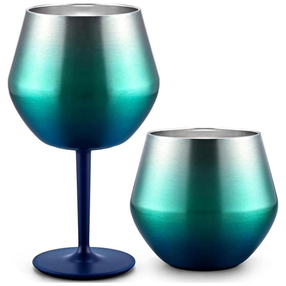 Taça Copo Termico 2 em 1 Inox Drink Vinho Cocktail Conserva Bebida Festa Evento Praia Piscina Moderno Resistente
