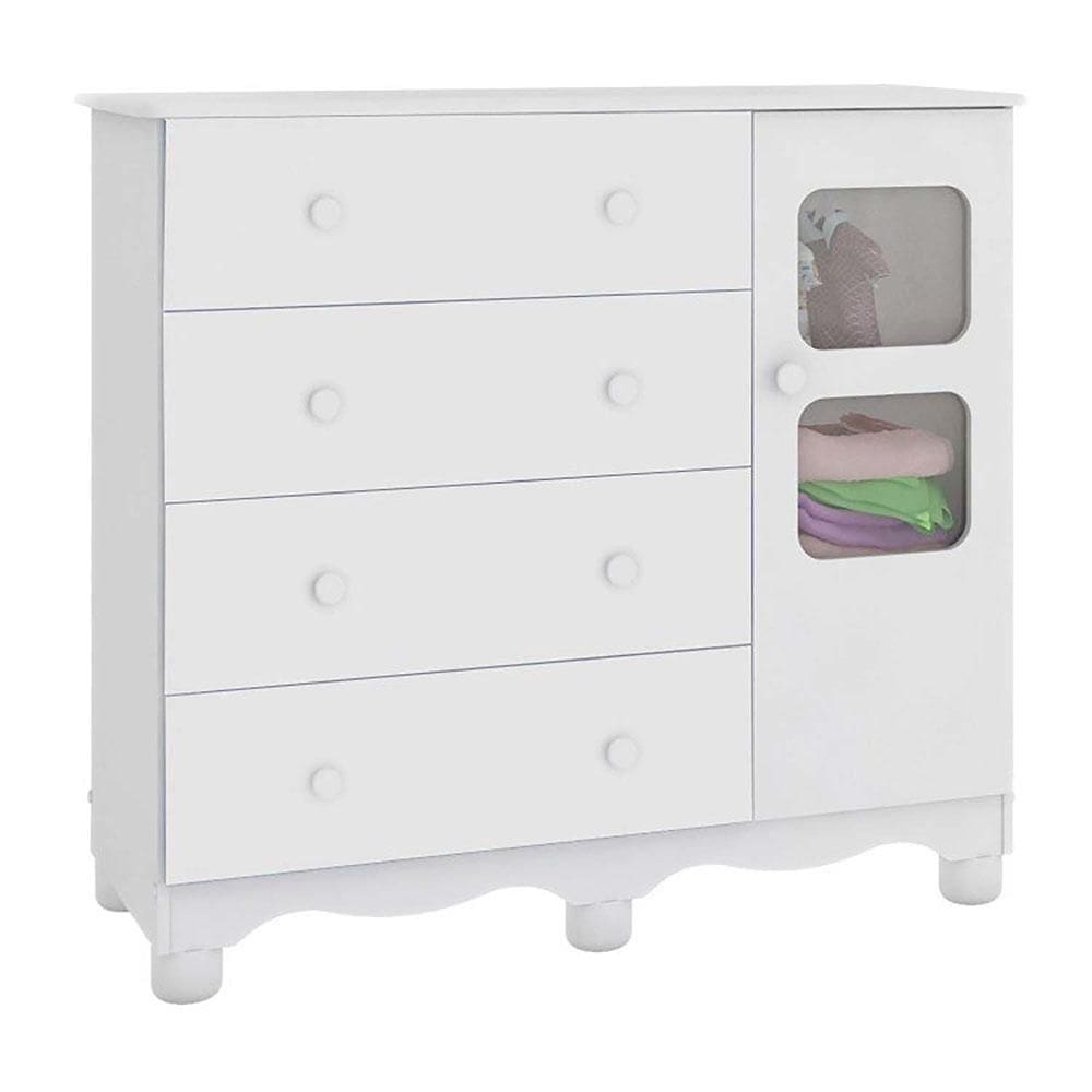 Cômoda Infantil Uli New 1 Porta e 4 Gavetas - Móveis Peroba