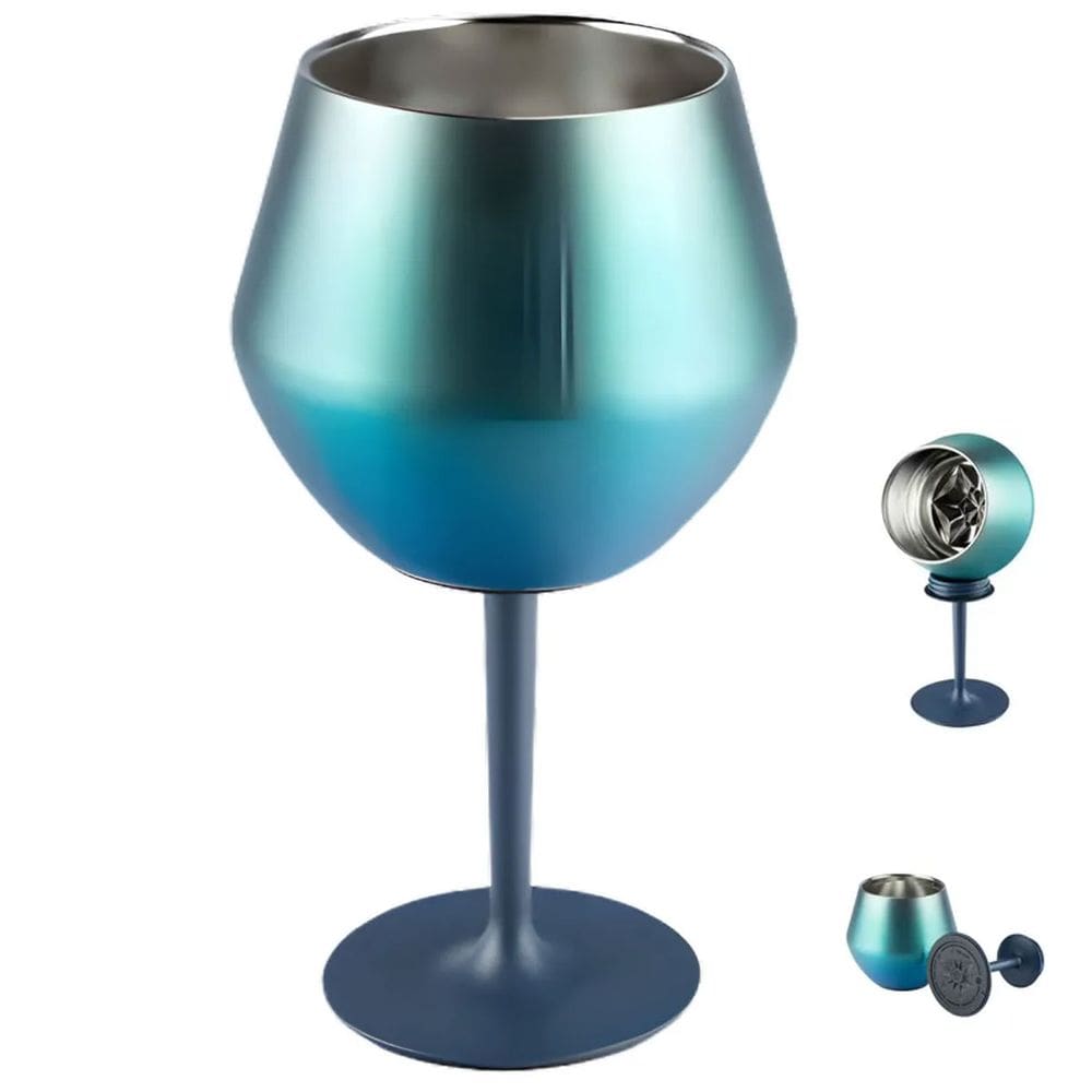 Taça Copo Termico 2 em 1 Inox Drink Vinho Bebida Cocktail Evento Festa Praia Piscina Entretenimento Lazer Diversao
