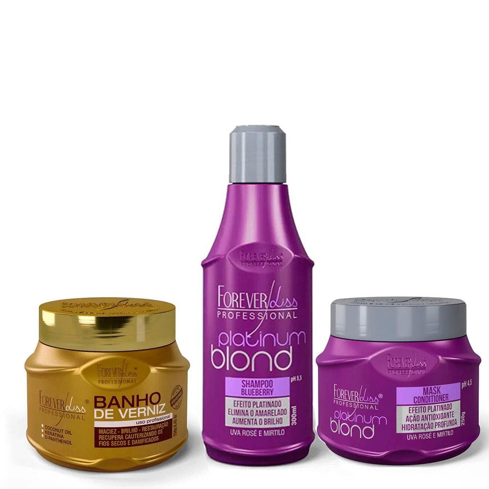 Kit Platinum Blond E Máscara Banho de Verniz Forever Liss