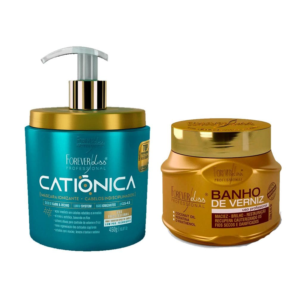 Kit Mascara Catiônica e Banho de Verniz Forever Liss