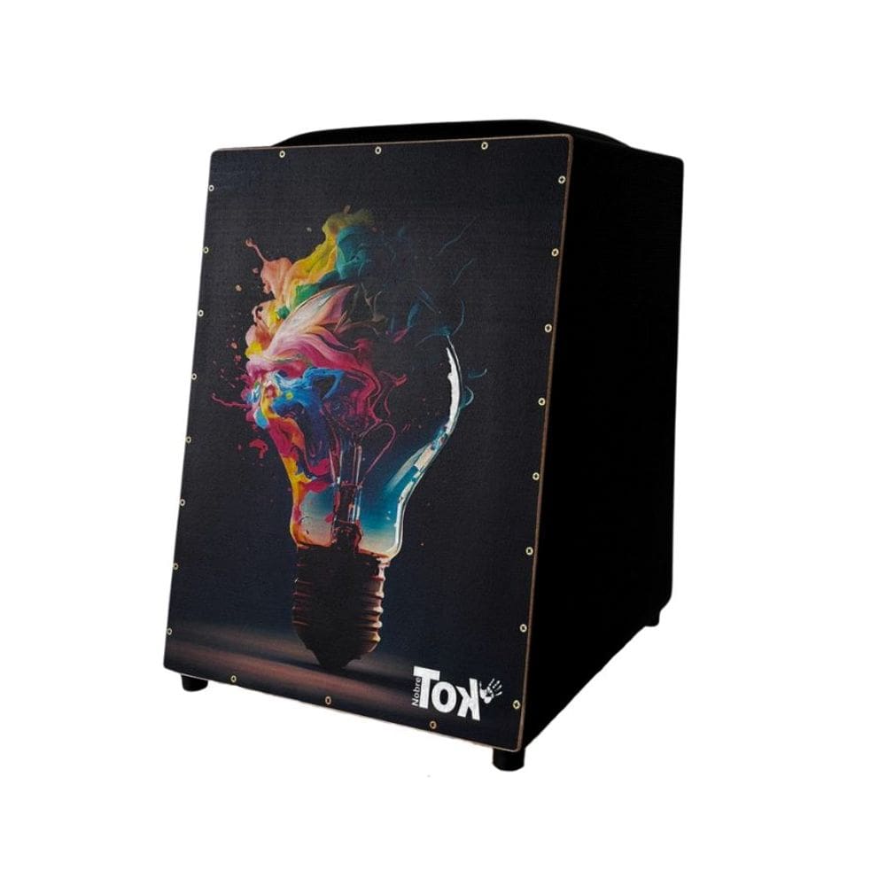 Cajon Eletroacústico Lâmpada Com Bongô Embutido Nobre Tok