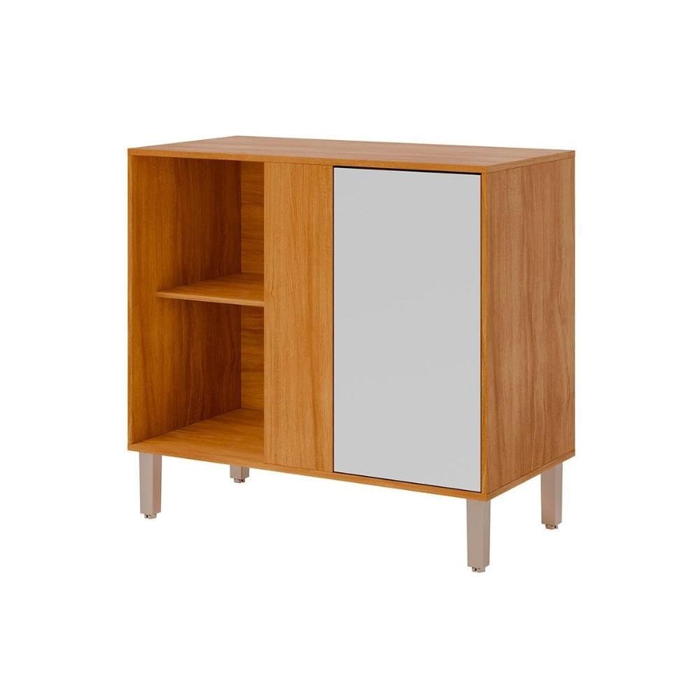 Gabinete de Cozinha Modulado Balcão c/ Tampo Divina de Canto c/ 1 Porta 92cm Cinamomo/Branco - MGM