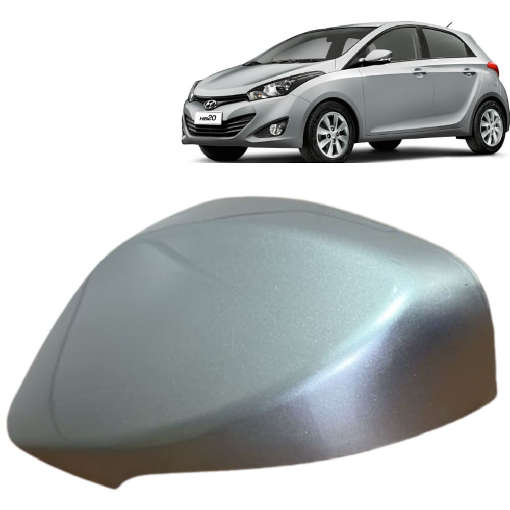 Capa Retrovisor Hb20 2012 A 2019 C/ Furo Prata Metal Esquerd