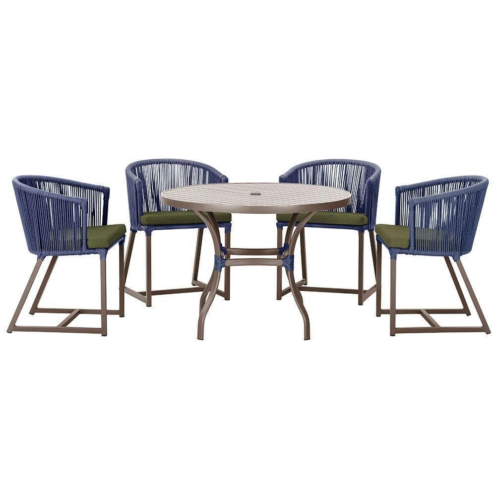 Mesa Com 4 Cadeiras E Noronha Estofado 13 Trama autêntico Azul