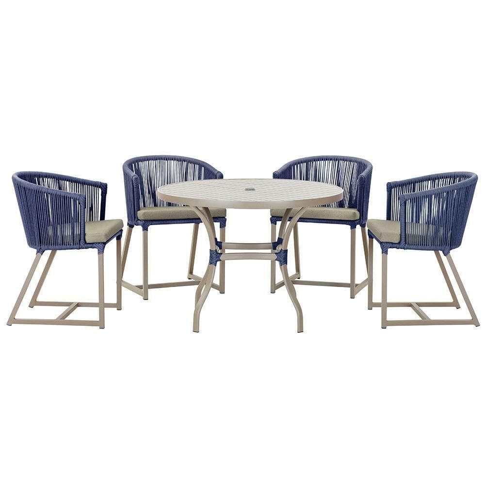 Mesa Com 4 Cadeiras E Noronha Estofado 8 Trama autêntico Azul