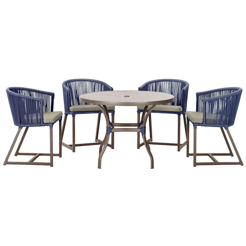 Mesa Com 4 Cadeiras E Noronha Estofado 8 Trama autêntico Azul