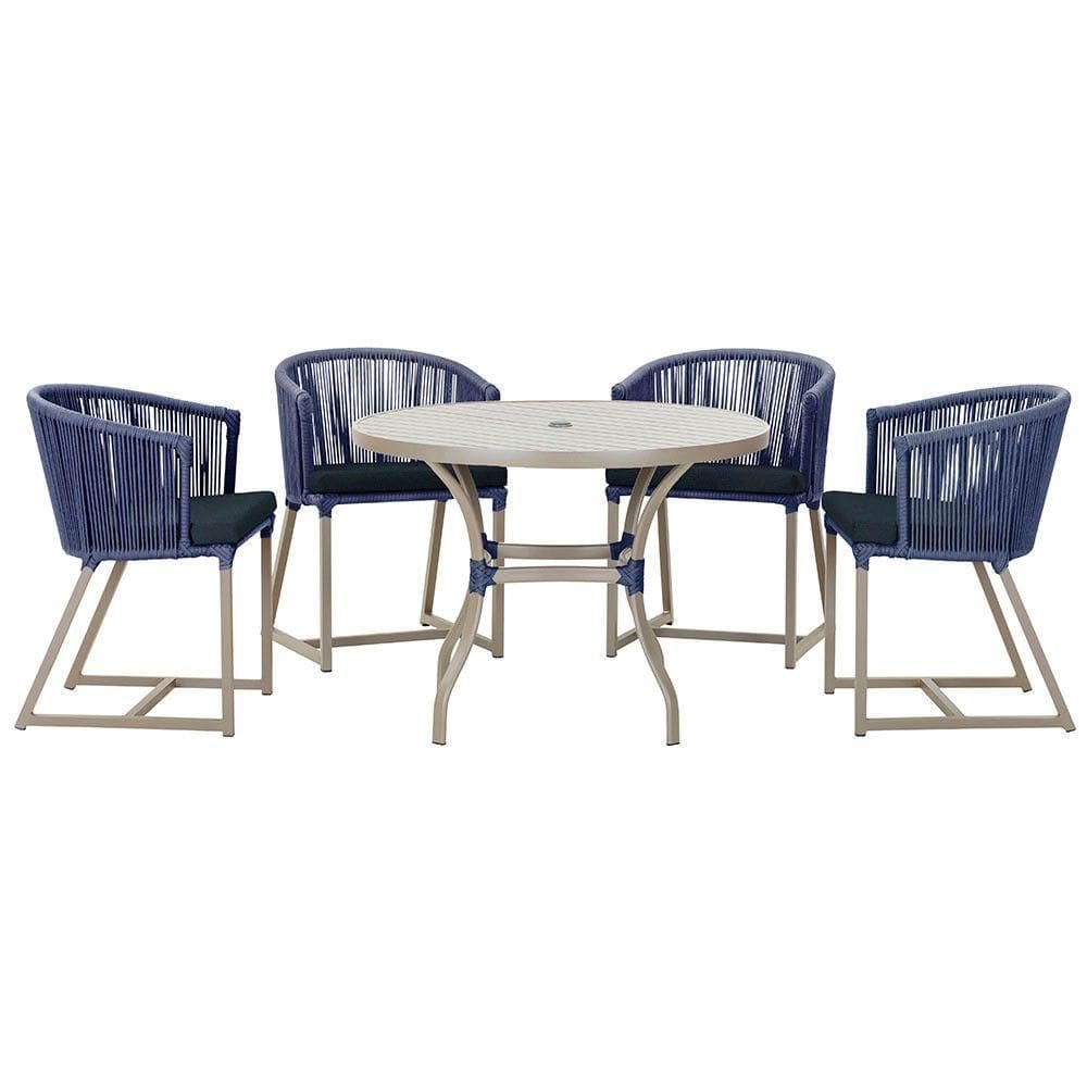 Mesa Com 4 Cadeiras E Noronha Estofado 12 Trama autêntico Azul