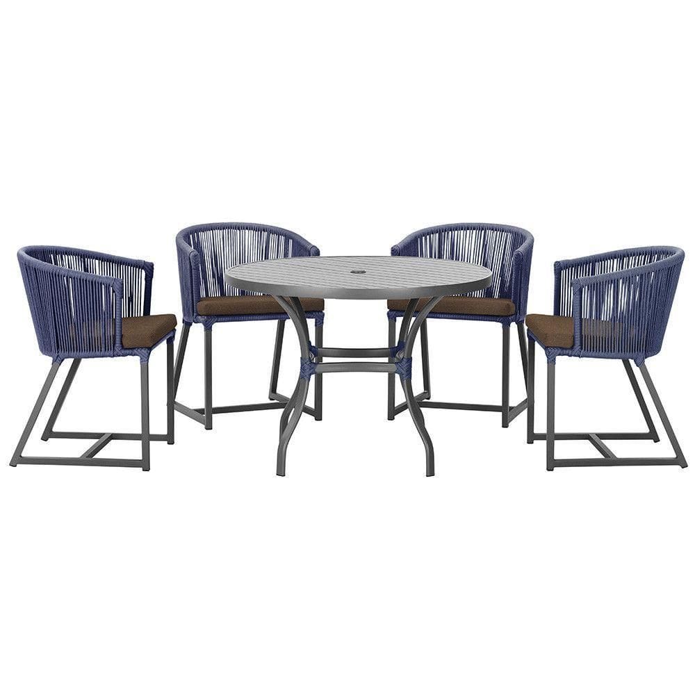 Mesa Com 4 Cadeiras E Noronha Estofado 9 Trama autêntico Azul