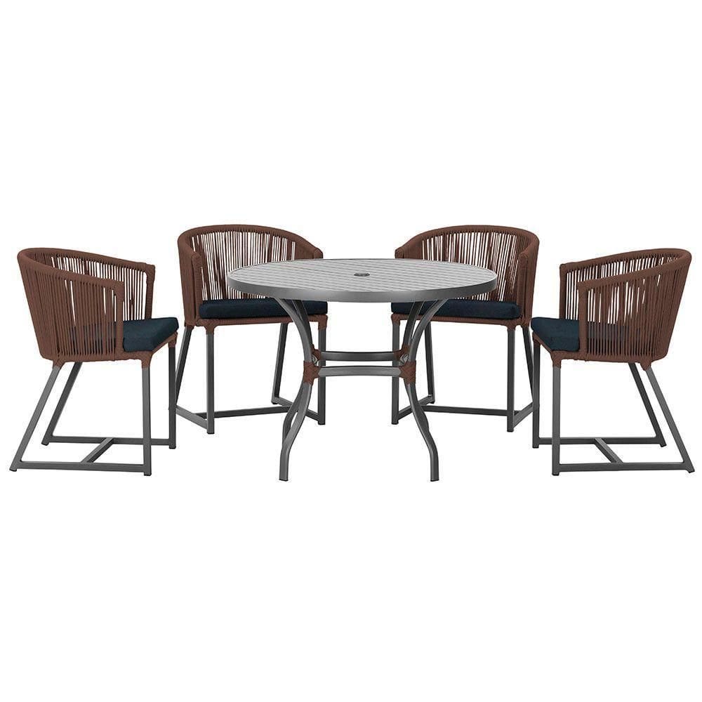 Mesa Com 4 Cadeiras E Noronha Estofado 12 Trama autêntico Marrom