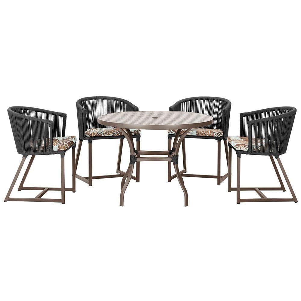 Mesa Com 4 Cadeiras E Noronha Estofado 6 Trama autêntico Preto