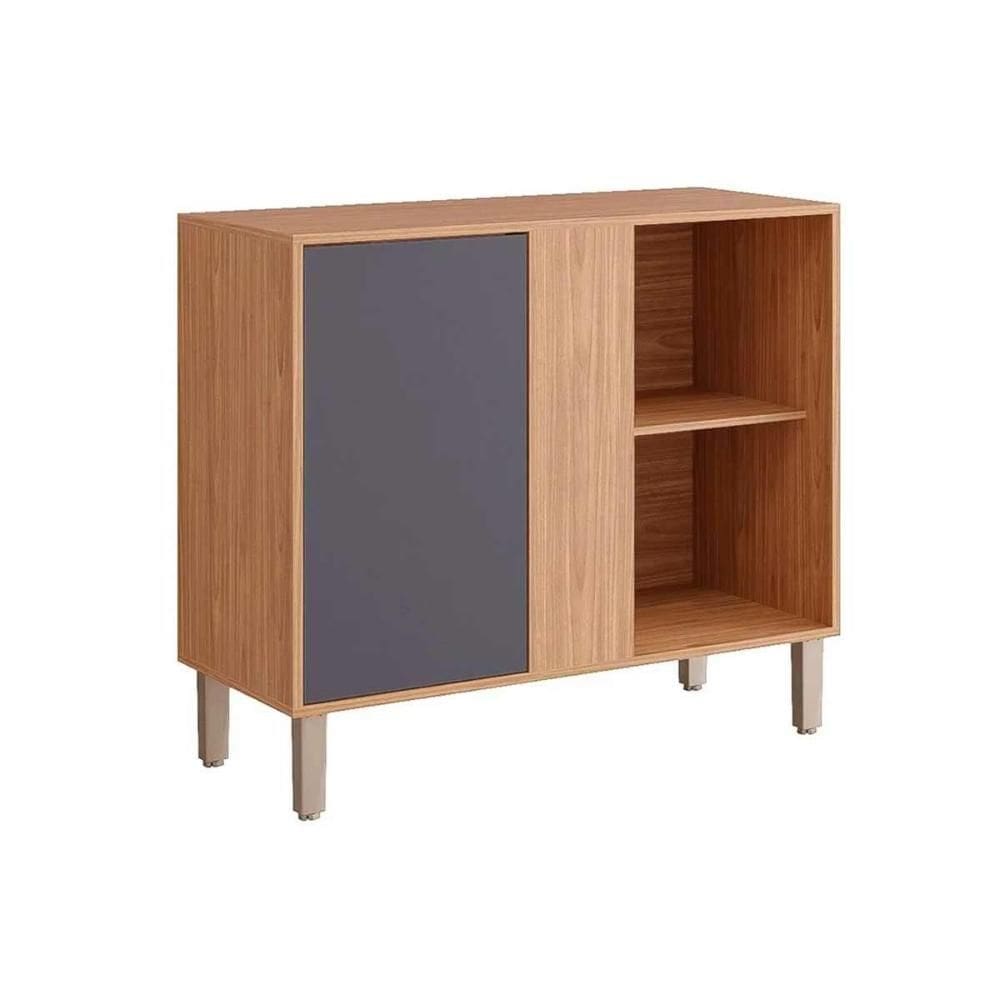 Balcão de Cozinha Modulado c/ Tampo Divina de Canto c/ 1 Porta 92cm Cinamomo/Titanium - MGM