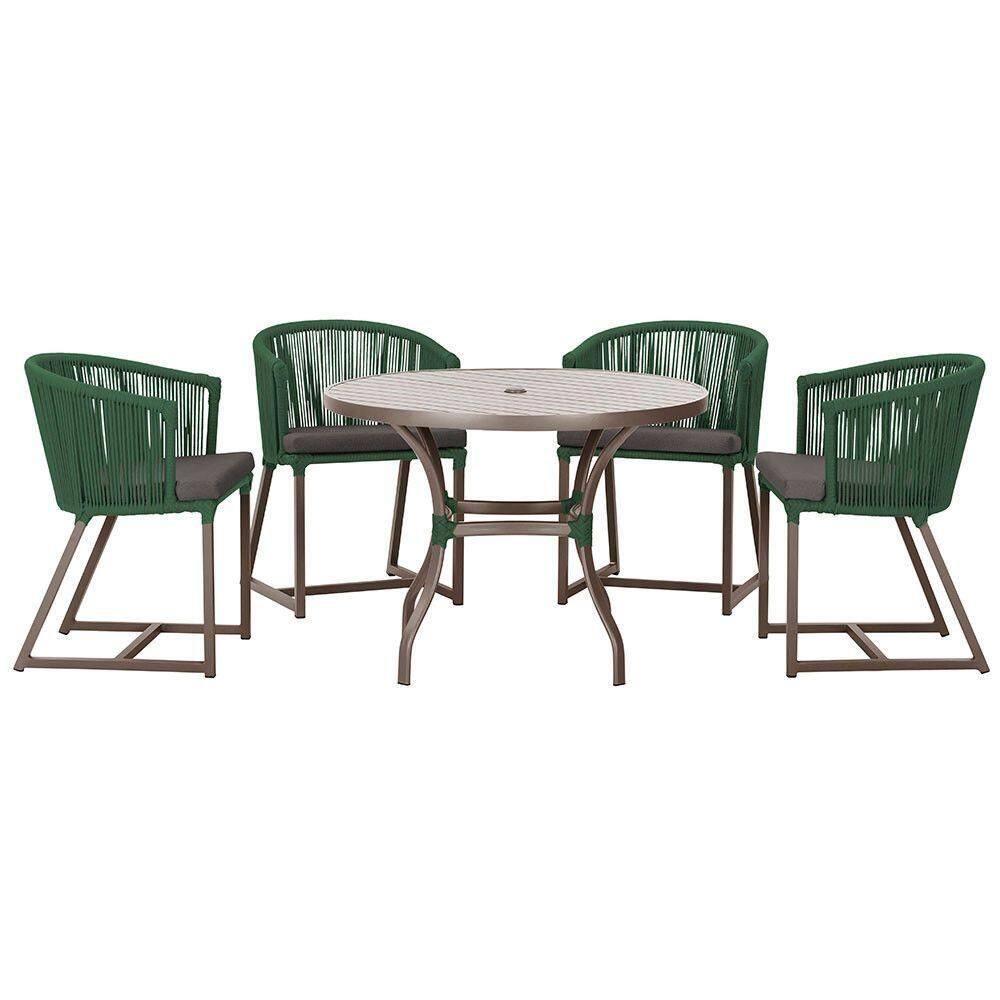 Mesa Com 4 Cadeiras E Noronha Estofado 11 Trama autêntico Verde