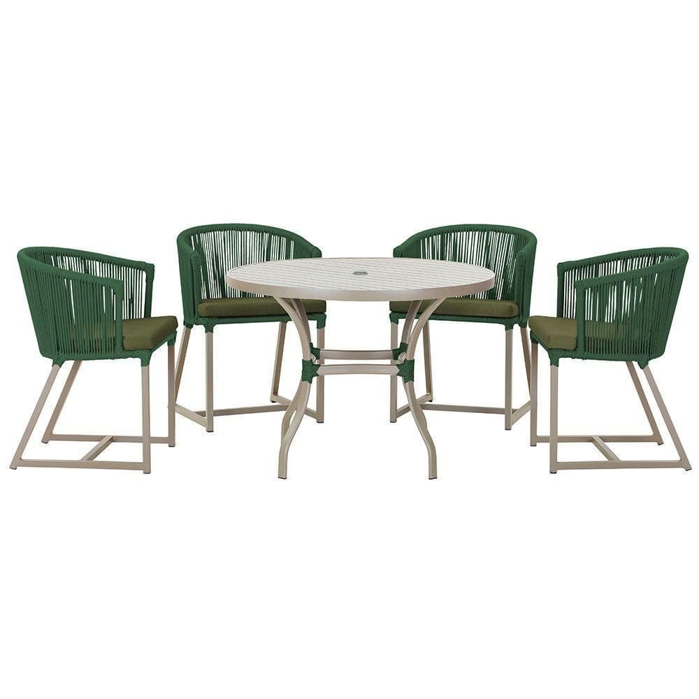 Mesa Com 4 Cadeiras E Noronha Estofado 13 Trama autêntico Verde
