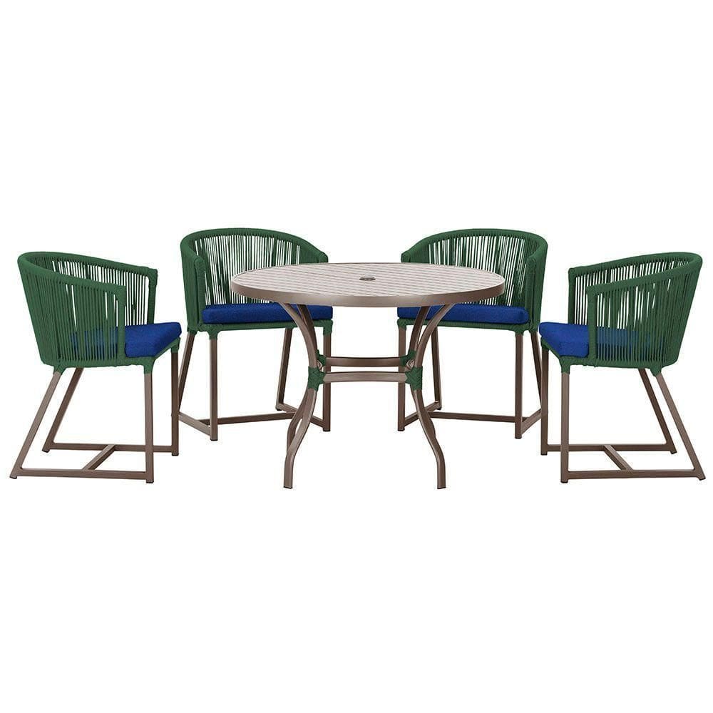 Mesa Com 4 Cadeiras E Noronha Estofado 10 Trama autêntico Verde