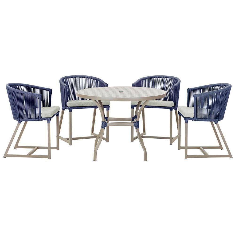 Mesa Com 4 Cadeiras E Noronha Estofado 3 Trama autêntico Azul
