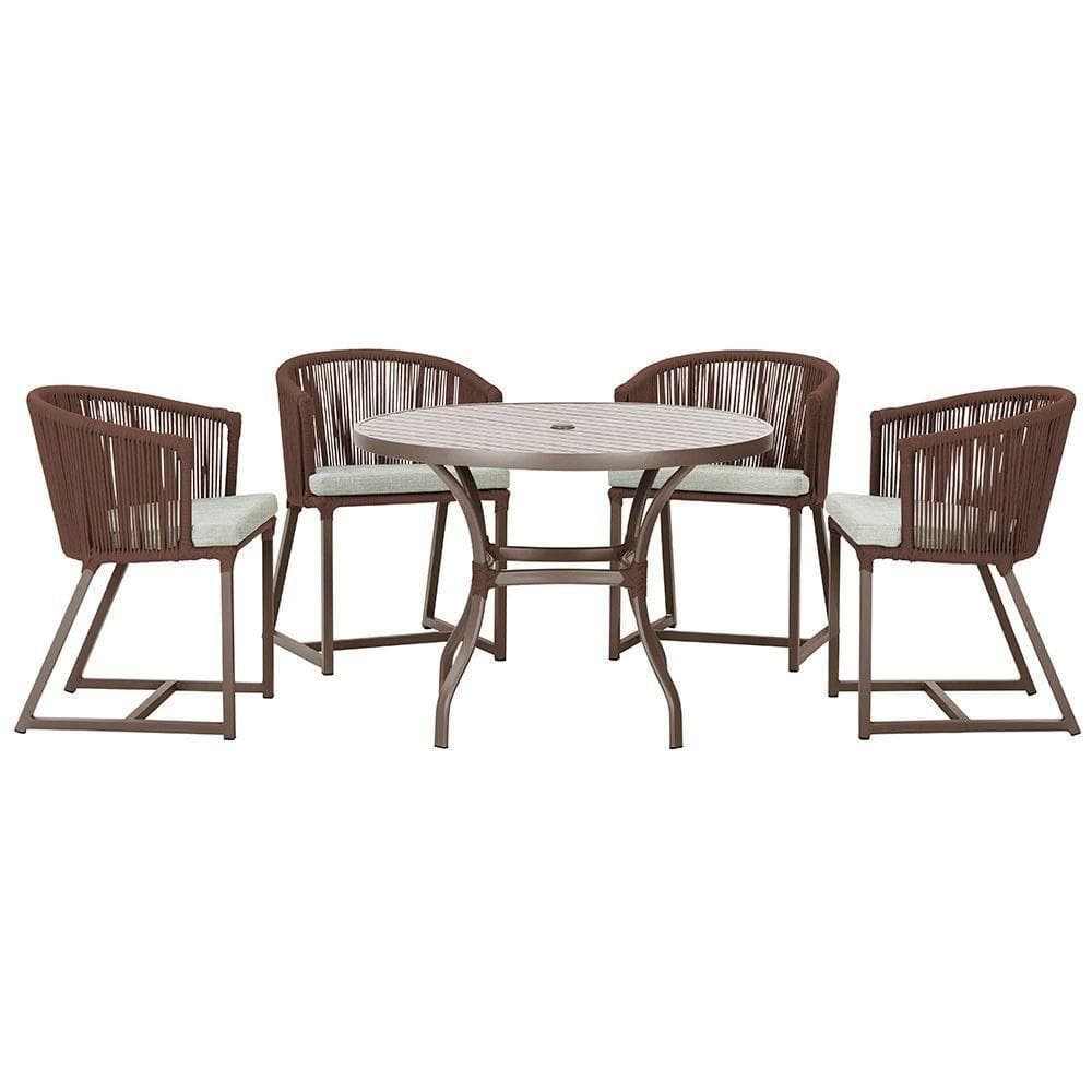 Mesa Com 4 Cadeiras E Noronha Estofado 3 Trama autêntico Marrom