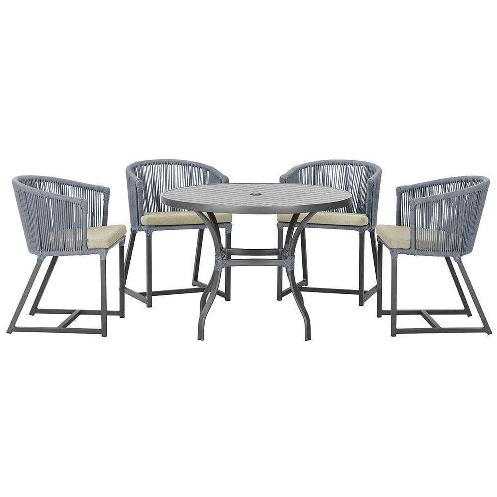 Mesa Com 4 Cadeiras E Noronha Estofado 7 Trama autêntico Prata