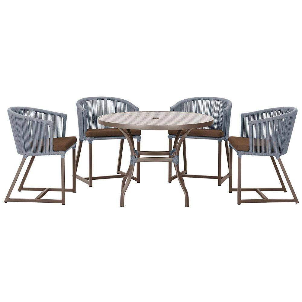 Mesa Com 4 Cadeiras E Noronha Estofado 9 Trama autêntico Prata