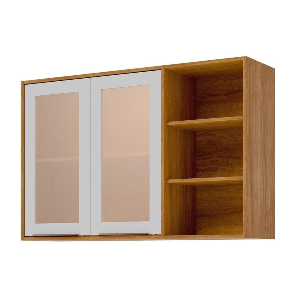 Armário Aéreo p/ Cozinha Brilhante c/ 2 Portas 120cm Cinamomo/Branco - MGM
