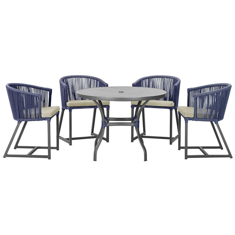 Mesa Com 4 Cadeiras E Noronha Estofado 7 Trama autêntico Azul