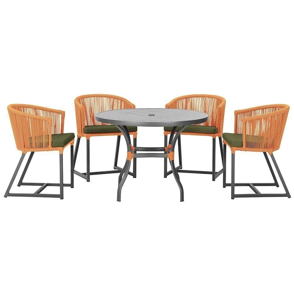 Mesa Com 4 Cadeiras E Noronha Estofado 13 Trama autêntico Terra Cota