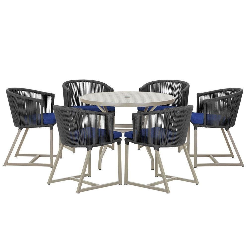Mesa e 6 Cadeiras De Jantar Noronha Fendi E10 Trama autêntico Preto