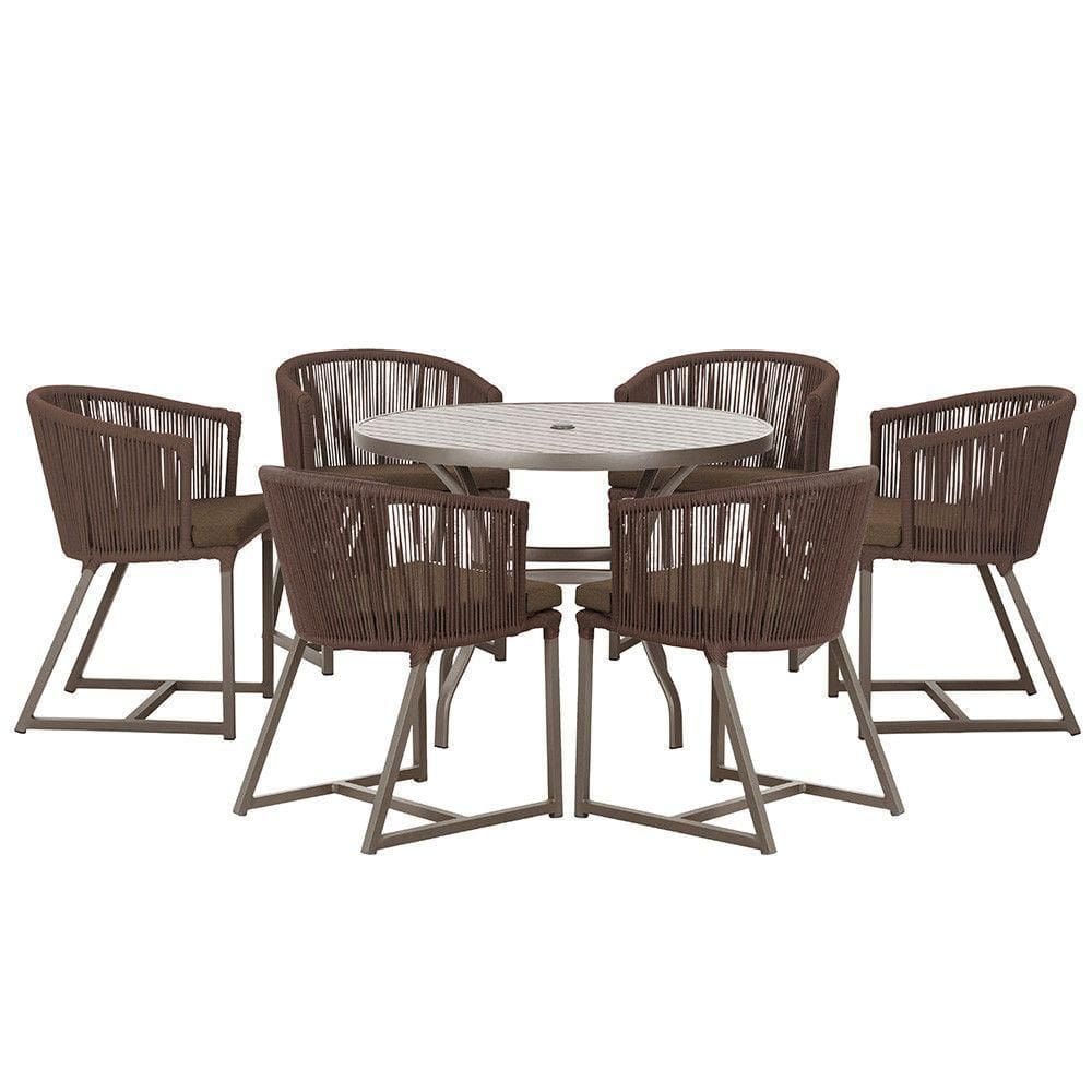 Mesa E 6 Cadeiras E Noronha Marrom E9 Trama autêntico Marrom