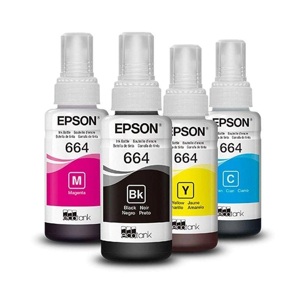 Kit Tinta Epson autêntico T664 4 Cores 664 L395 L380 L375 L220 L455 - Refil