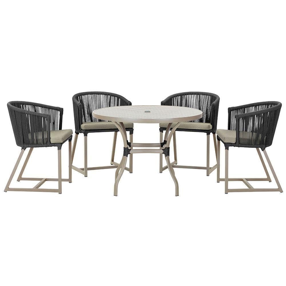 Mesa Com 4 Cadeiras E Noronha Estofado 8 Trama autêntico Preto
