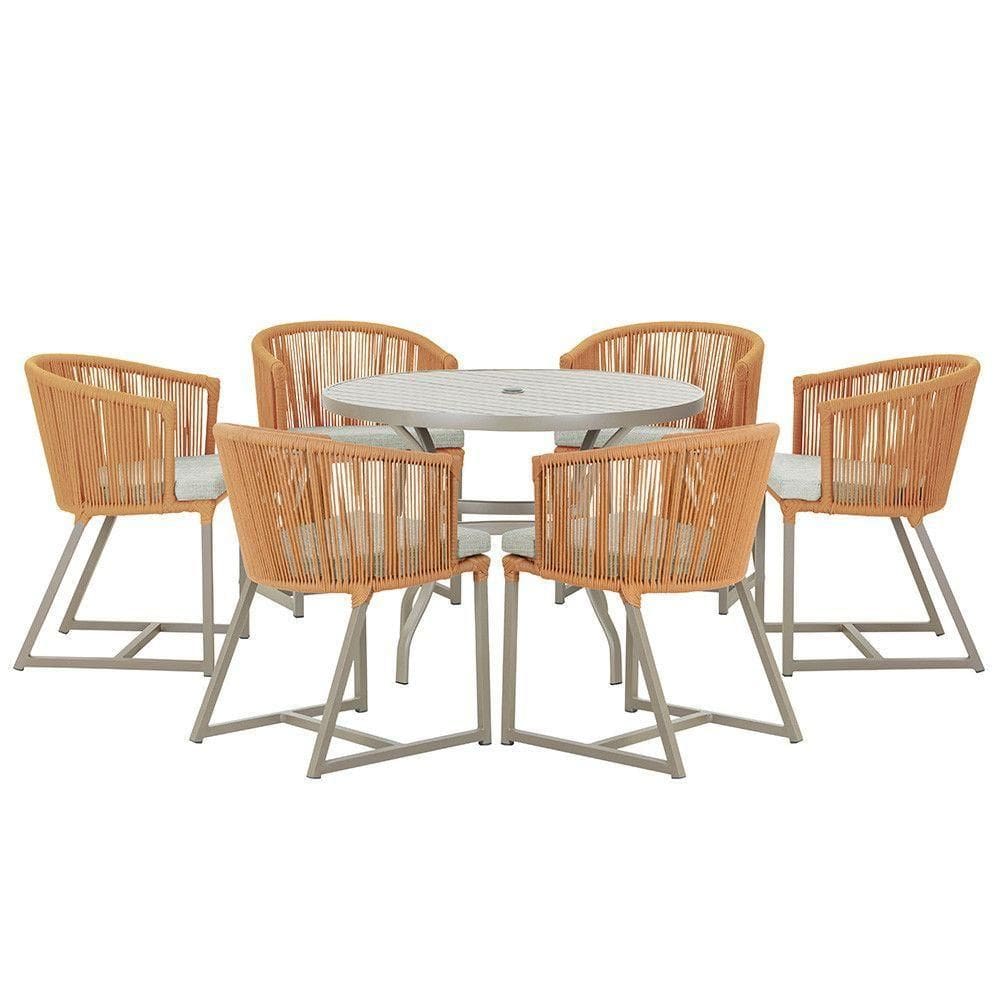 Mesa e 6 Cadeiras De Jantar Noronha Fendi E3 Trama autêntico Terra Cota