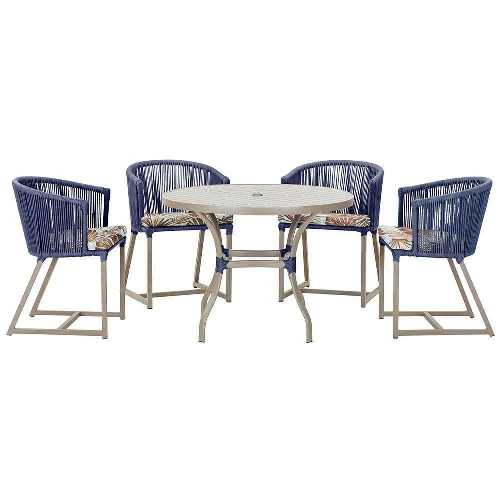 Mesa Com 4 Cadeiras E Noronha Estofado 6 Trama autêntico Azul