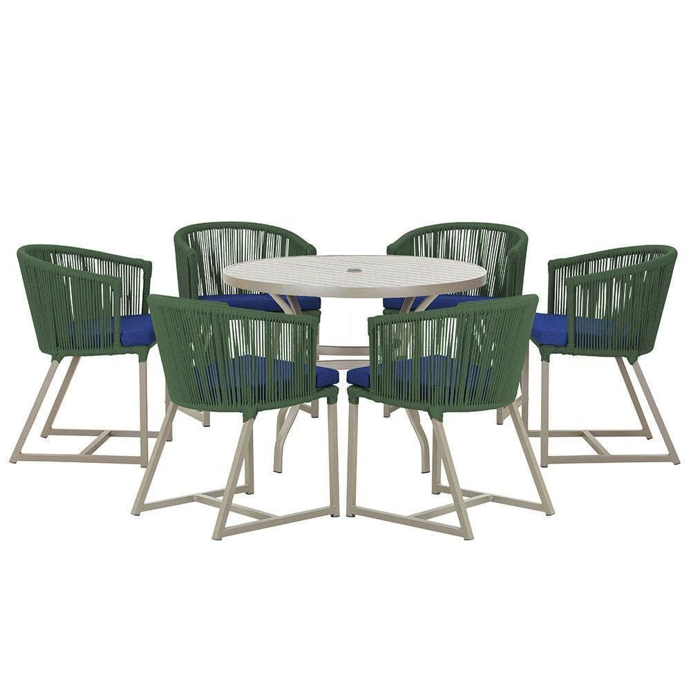 Mesa e 6 Cadeiras De Jantar Noronha Fendi E10 Trama autêntico Verde