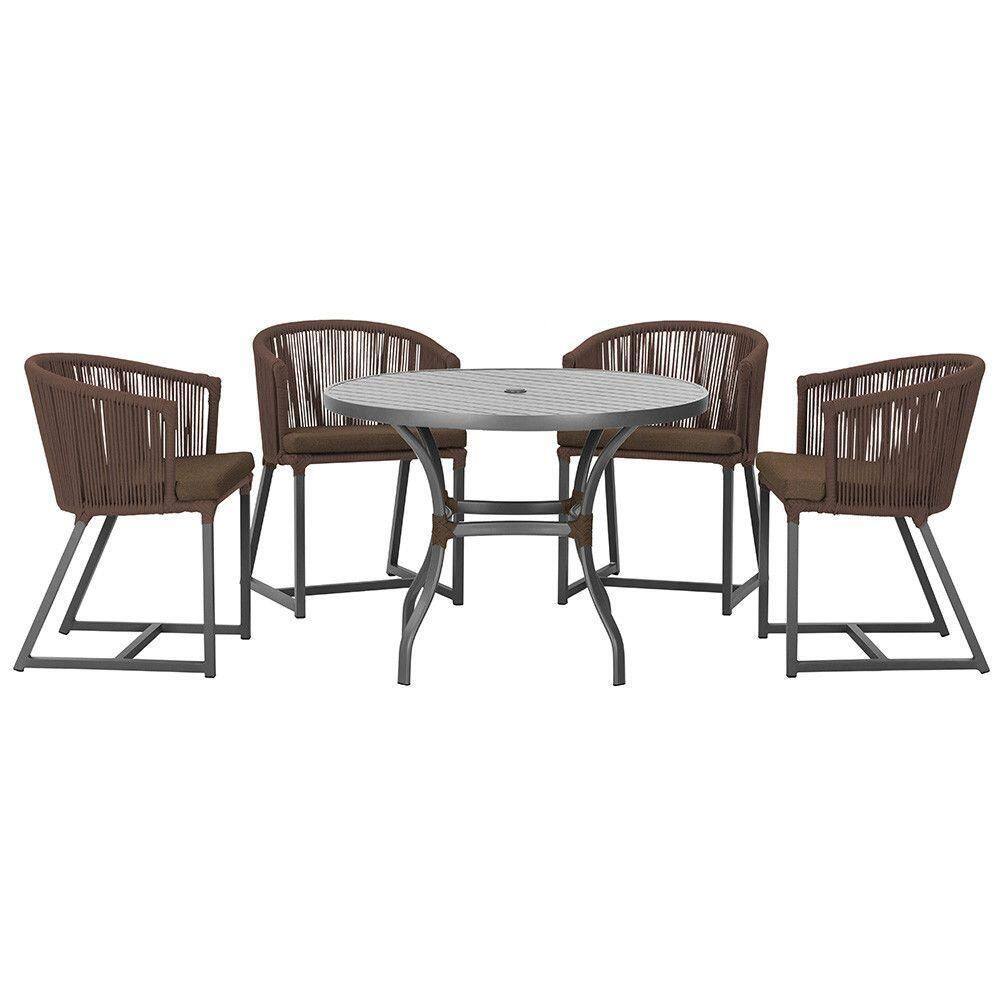 Mesa Com 4 Cadeiras E Noronha Estofado 9 Trama autêntico Marrom