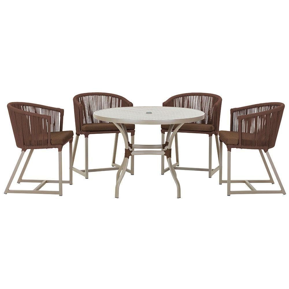 Mesa Com 4 Cadeiras E Noronha Estofado 9 Trama autêntico Marrom