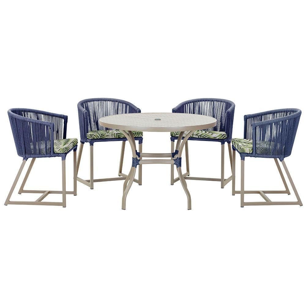Mesa Com 4 Cadeiras E Noronha Estofado 5 Trama autêntico Azul