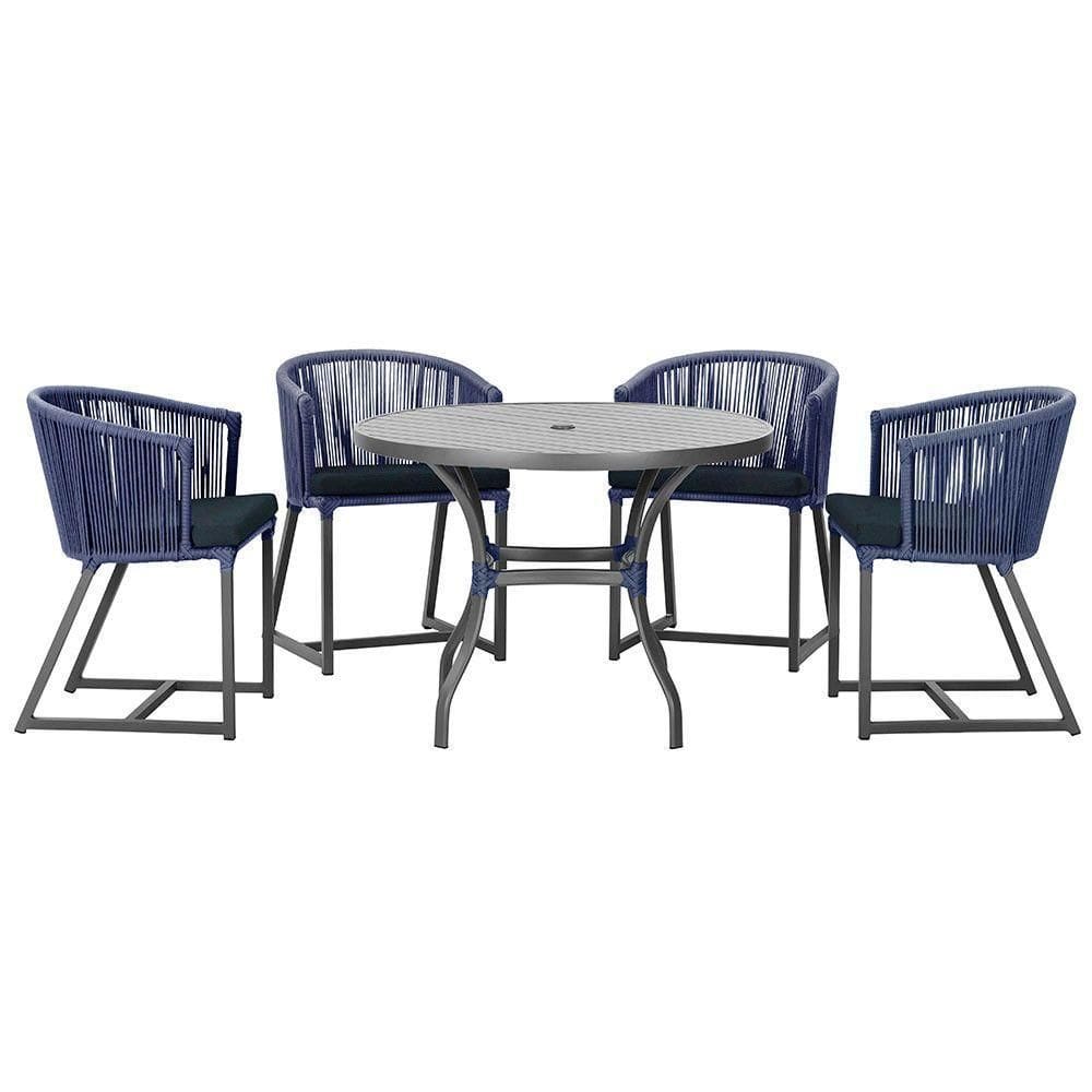 Mesa Com 4 Cadeiras E Noronha Estofado 12 Trama autêntico Azul