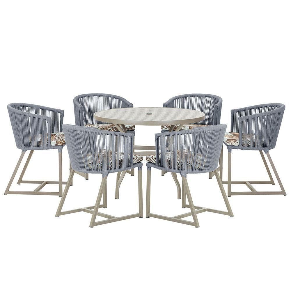 Mesa E 6 Cadeiras De Jantar Noronha Fendi E6 Trama autêntico Prata